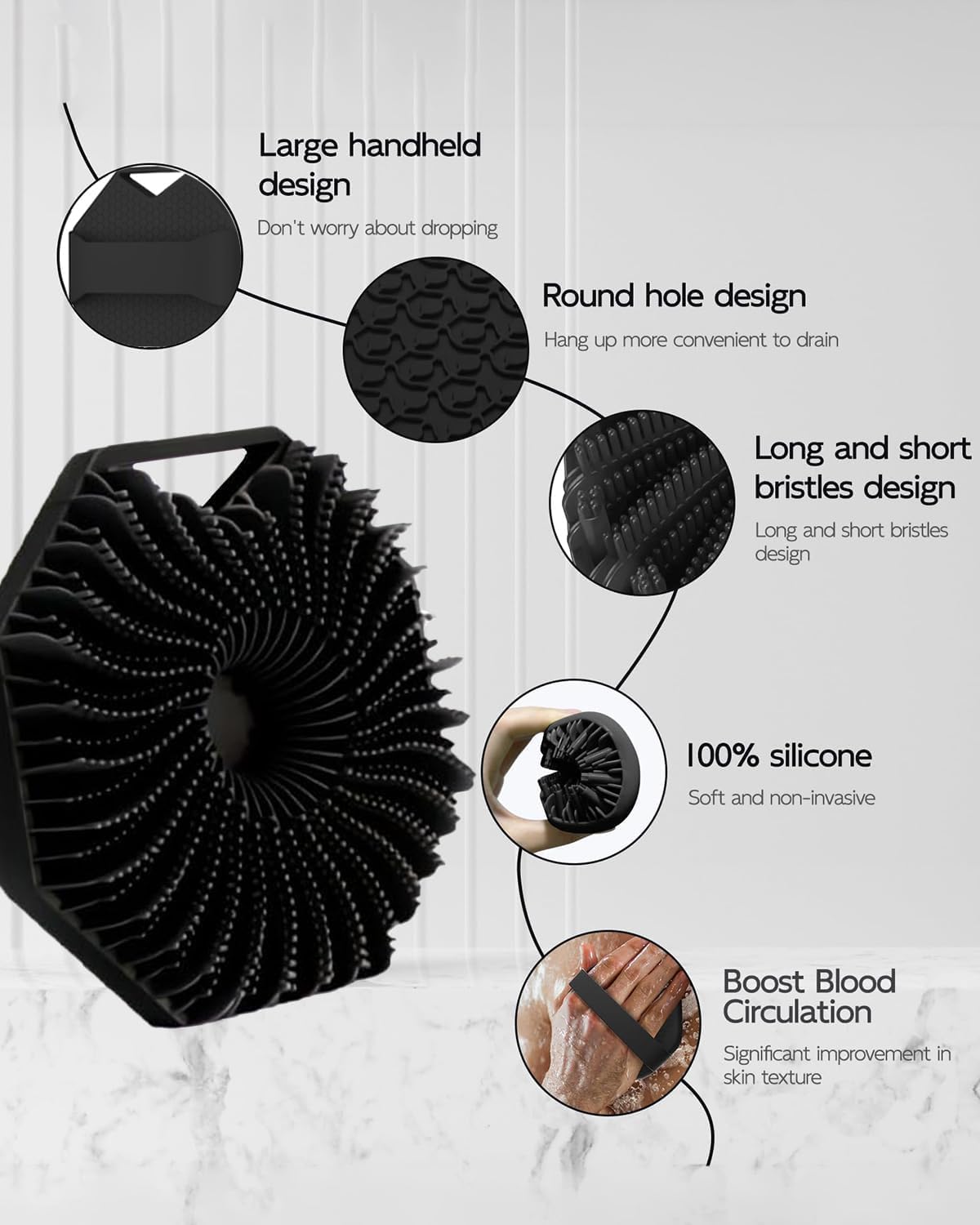 Silicone Body Scrubber Brush for Gentle Exfoliation