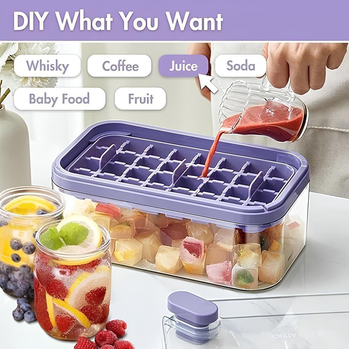 2 Layer Ice Cube Tray with Storage Bin