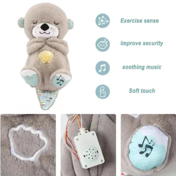 Baby Sound Machine Breathing Otter Portable Plush Baby Toy