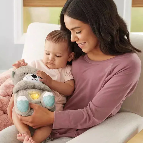 Baby Sound Machine Breathing Otter Portable Plush Baby Toy