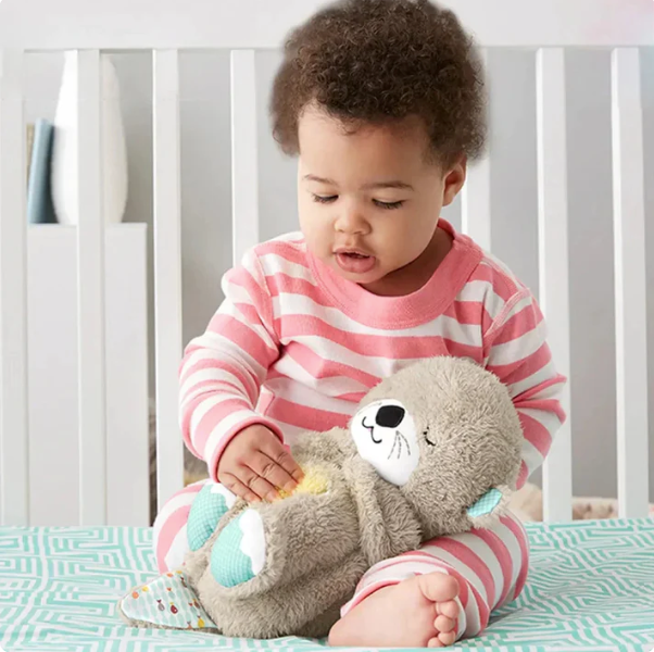 Baby Sound Machine Breathing Otter Portable Plush Baby Toy