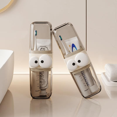 3-in-1 Travel Toothbrush Case & Gargle Cup (Pack of 1 Brown)