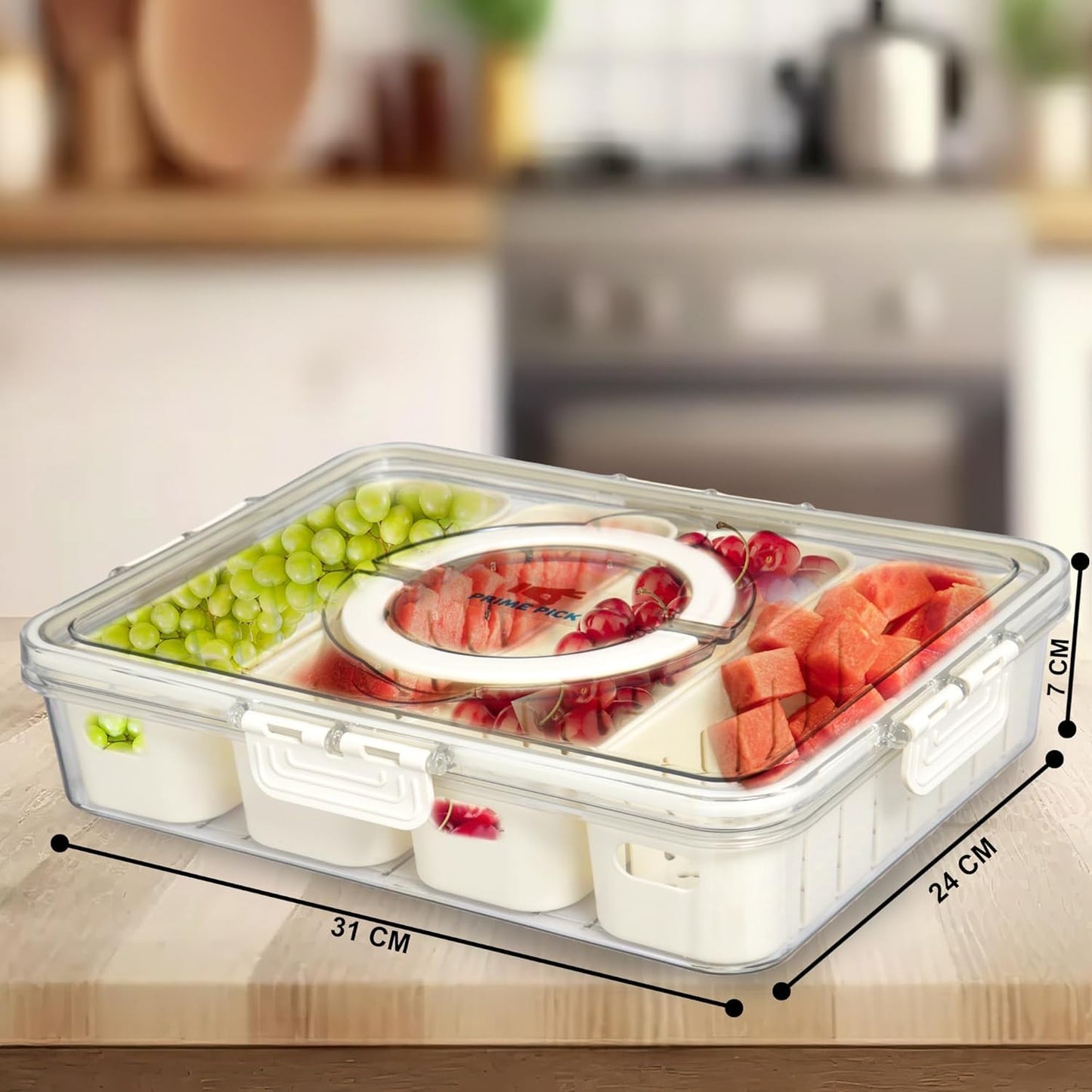 4-Grid Plastic Fridge Storage Box – Freezer Organizer Container for Vegetables & Kitchen Food Storage (Pack of 1)