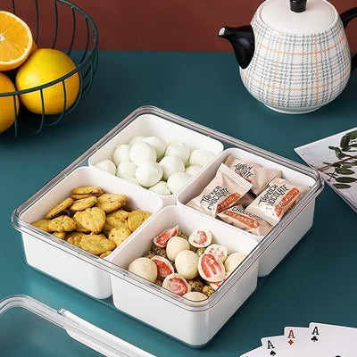 4-Grid Plastic Fridge Storage Box – Freezer Organizer Container for Vegetables & Kitchen Food Storage (Pack of 1)