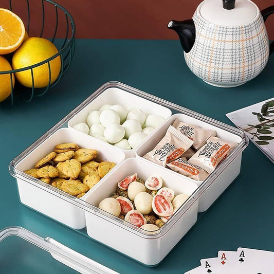 4-Grid Plastic Fridge Storage Box – Freezer Organizer Container for Vegetables & Kitchen Food Storage (Pack of 1)