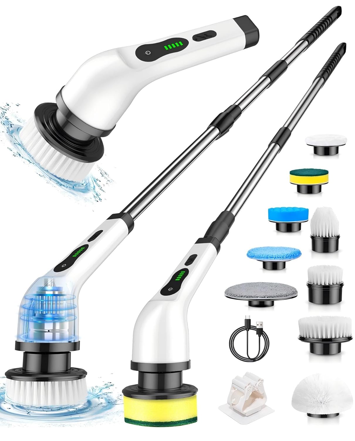 7-in-1 Electric Spin Scrubber with Extension Handle