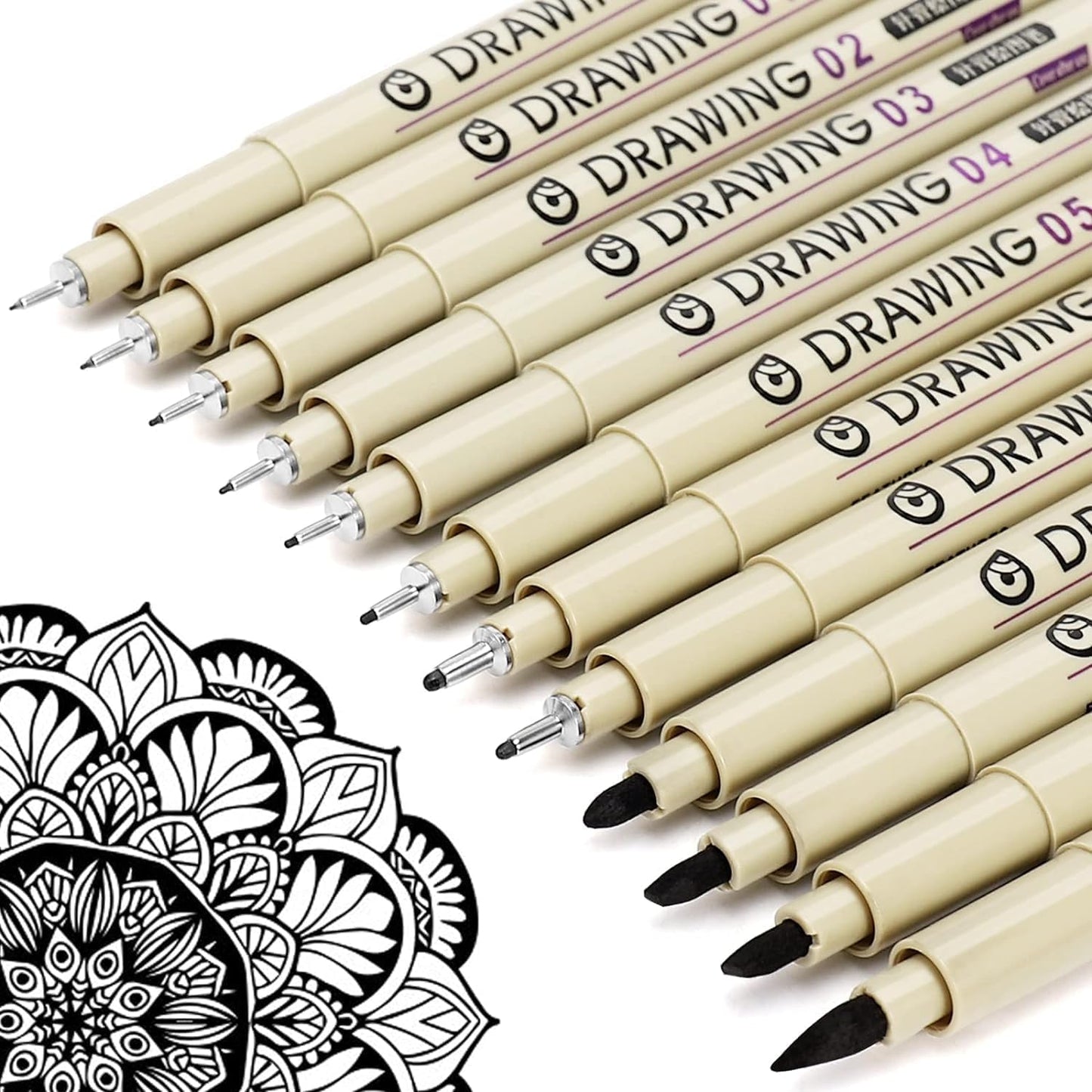 Fineliner Drawing Set – 12 Black Ink Art Pens