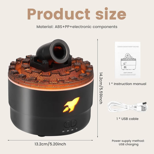 Cannon Blast Aroma Humidifier with 7 LED Colors, Dual Spray Modes - 280ML