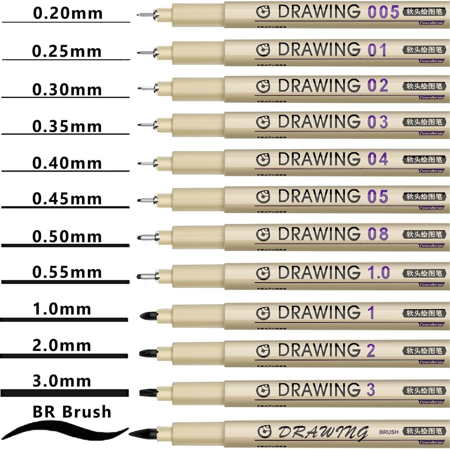 Fineliner Drawing Set – 12 Black Ink Art Pens