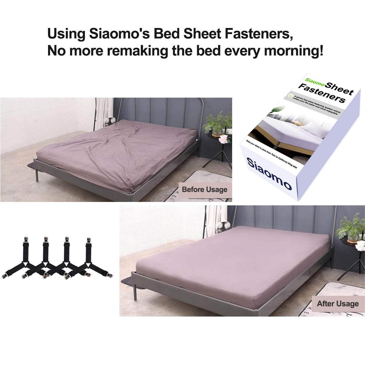 Adjustable Bed Sheet Corner Holders Clip Set
