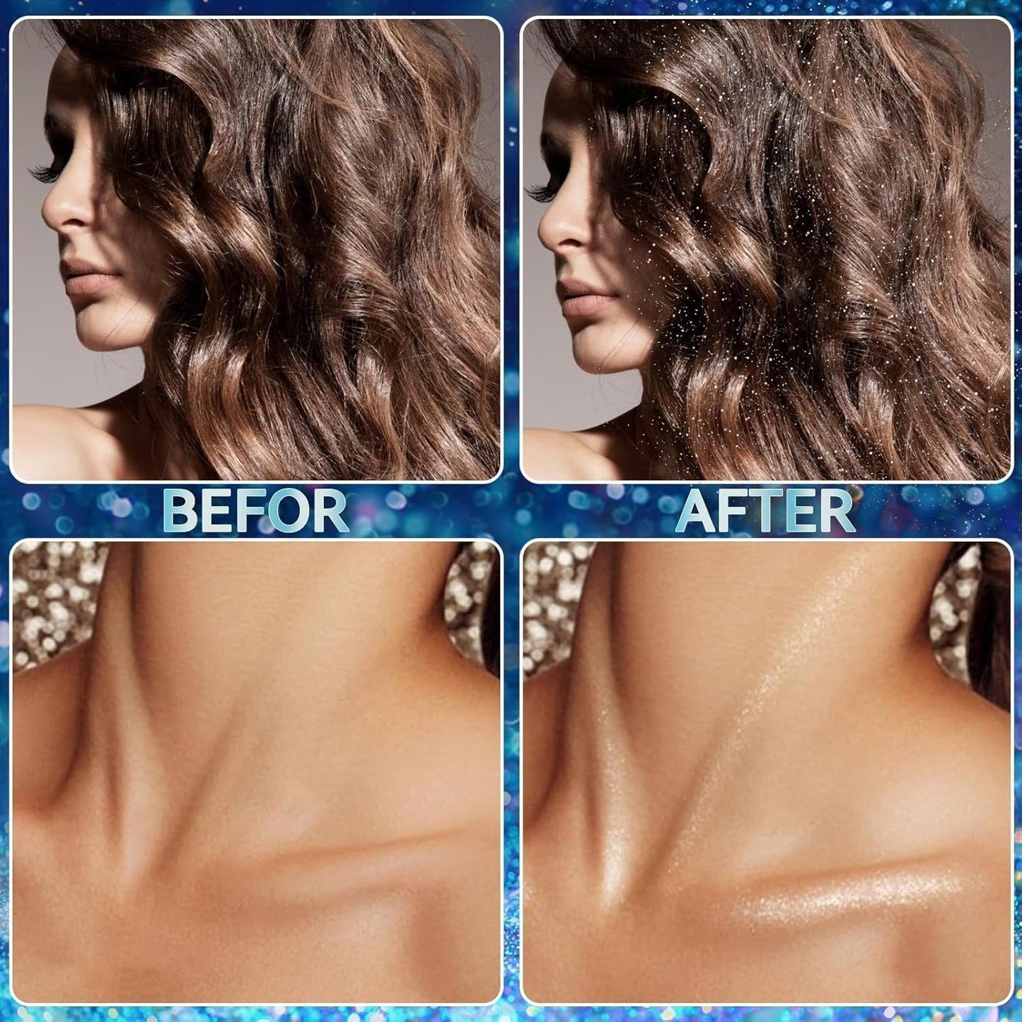 Professional Glitter Hair Spray, Glitter Spray For Body, Hair And Cloth 100ML, (Silver)