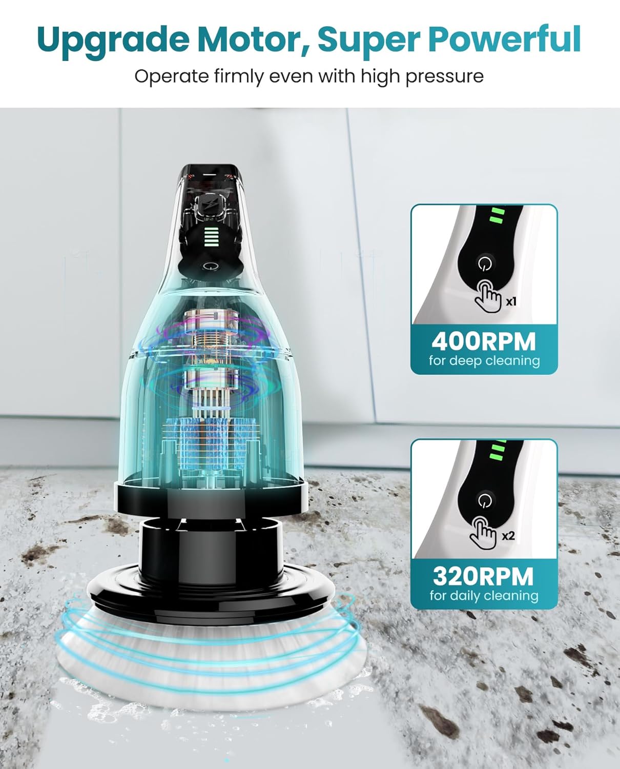 7-in-1 Electric Spin Scrubber with Extension Handle