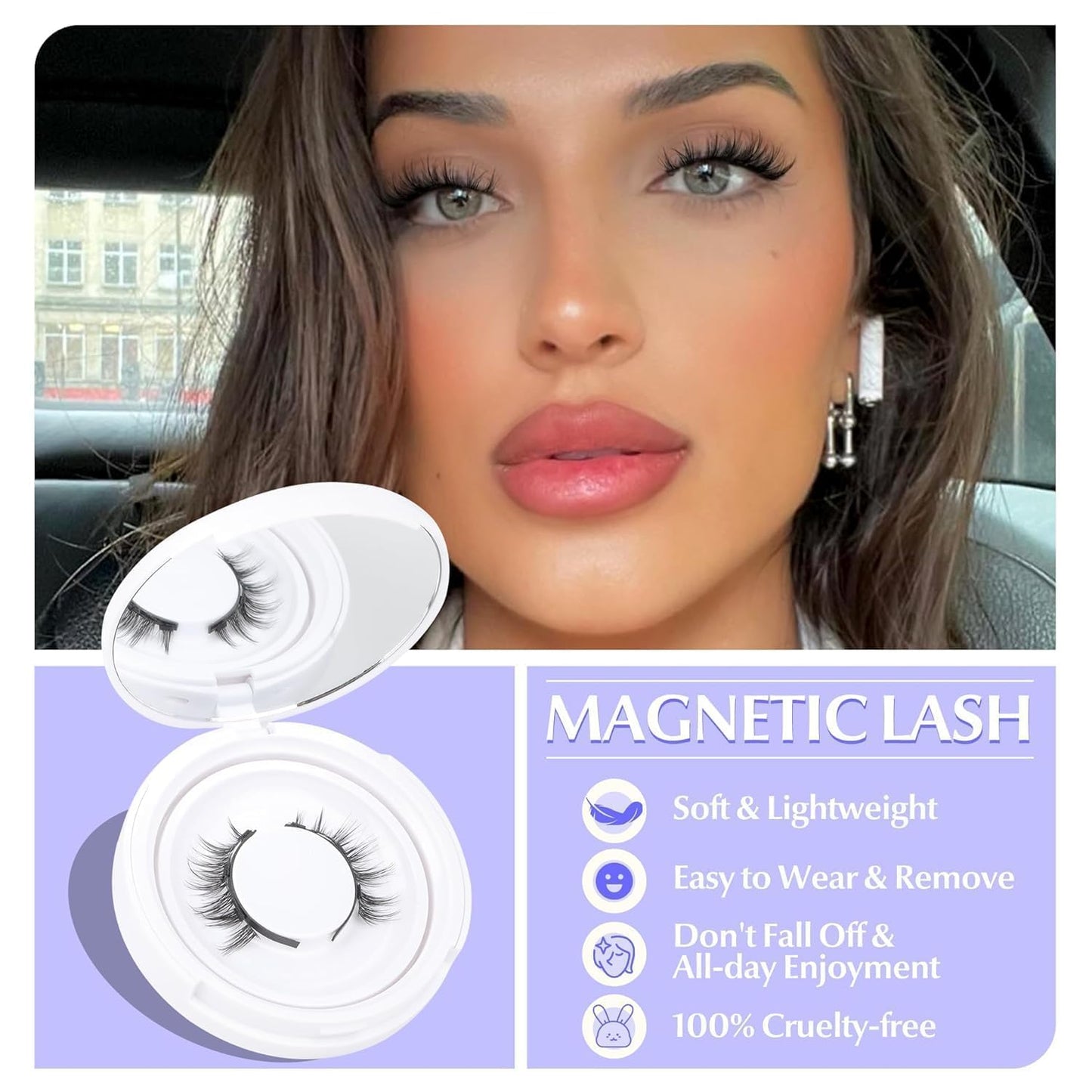 Magnetic Eyelashes without Eyeliner Natural Reusable Magnetic Lashes Kit with Applicator