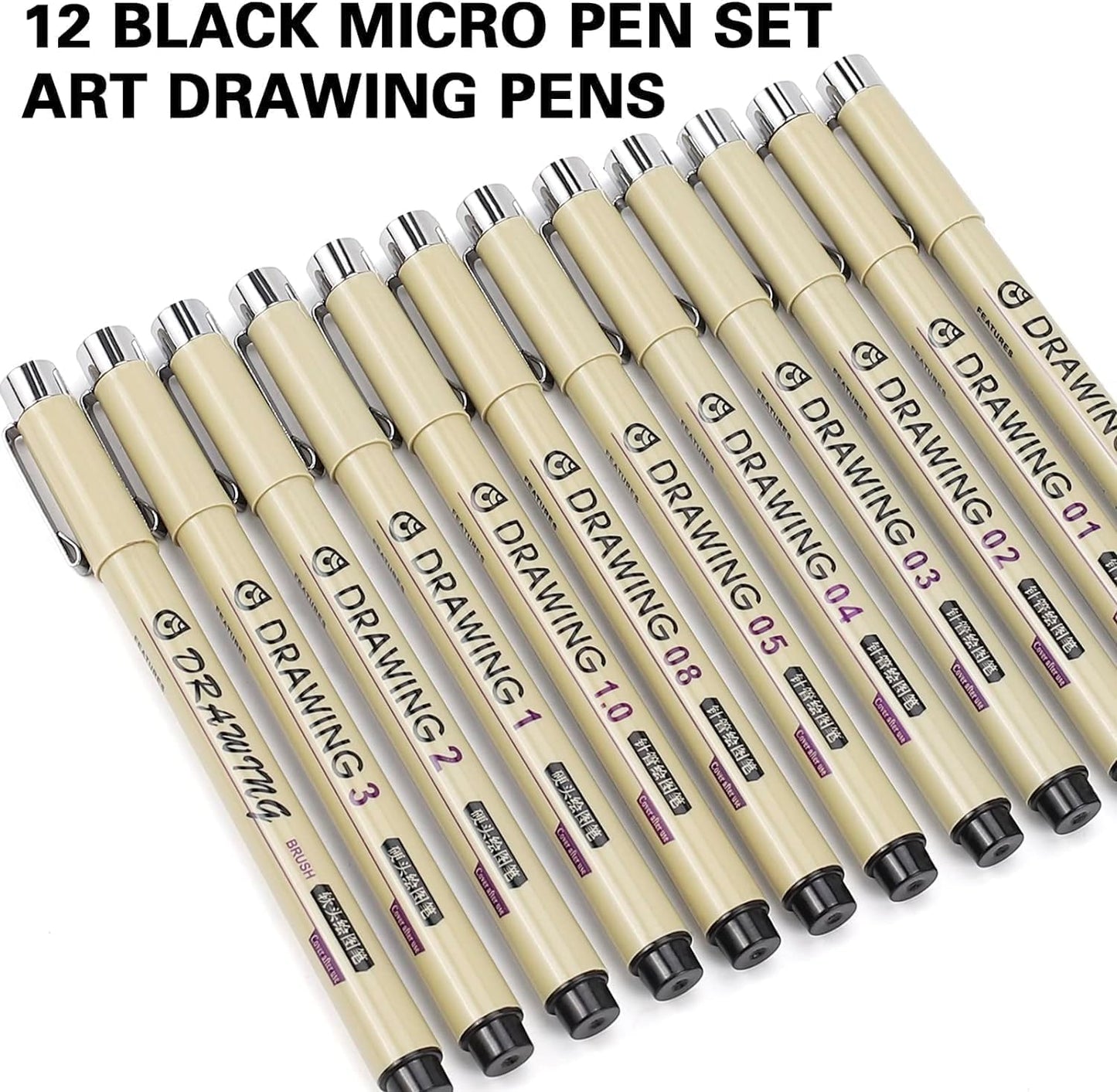 Fineliner Drawing Set – 12 Black Ink Art Pens