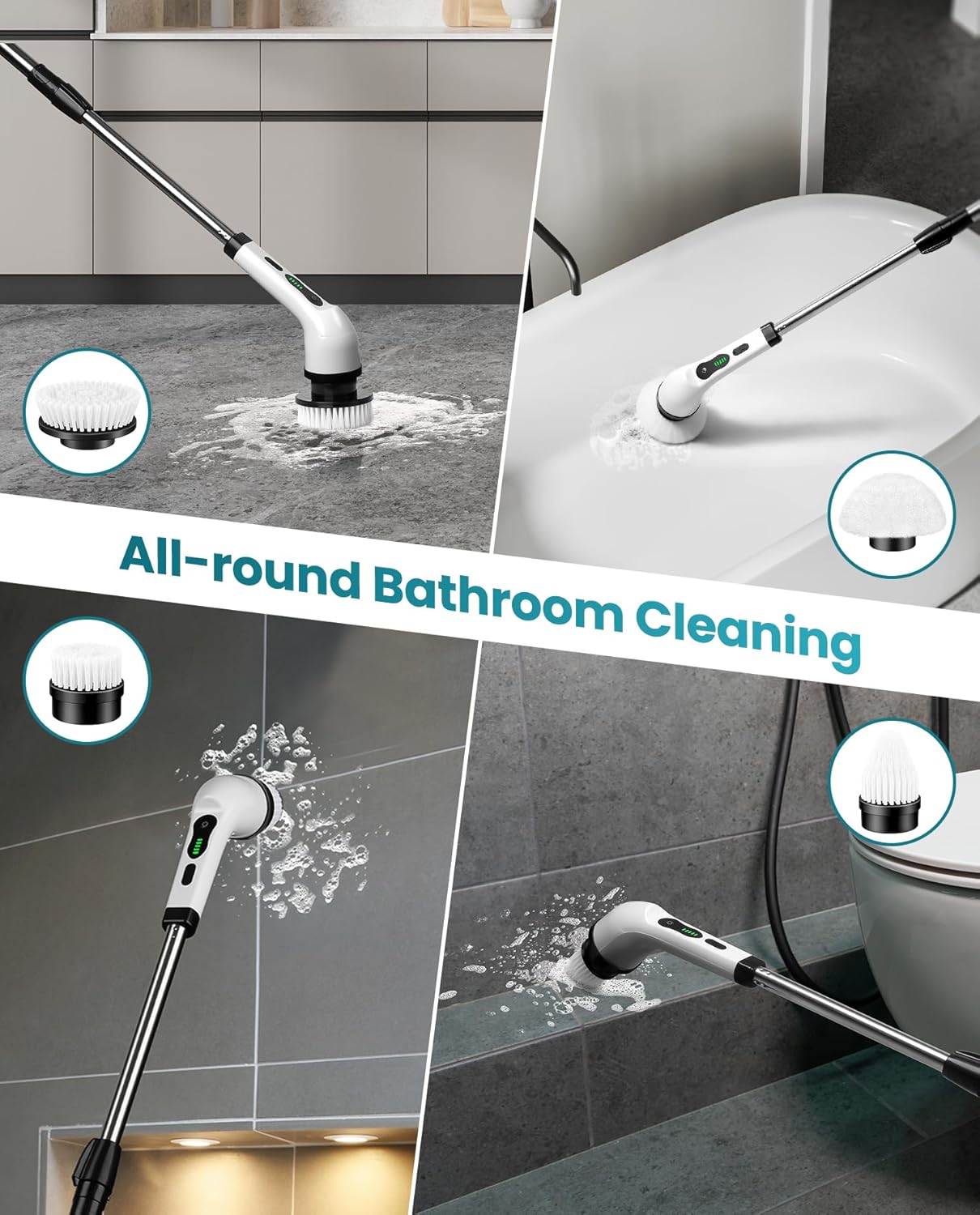 7-in-1 Electric Spin Scrubber with Extension Handle