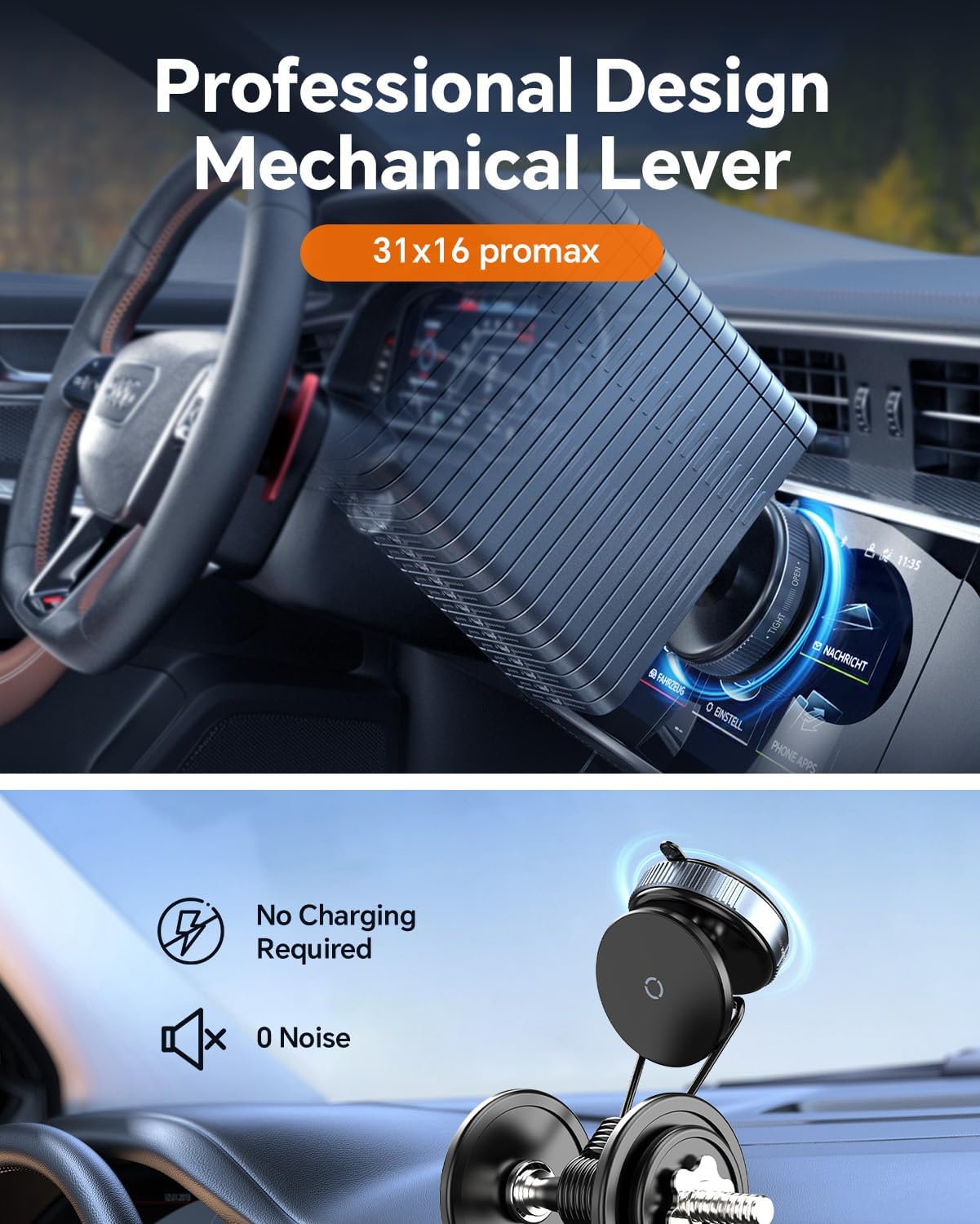 Magnetic 360° Phone Holder with Vacuum Suction