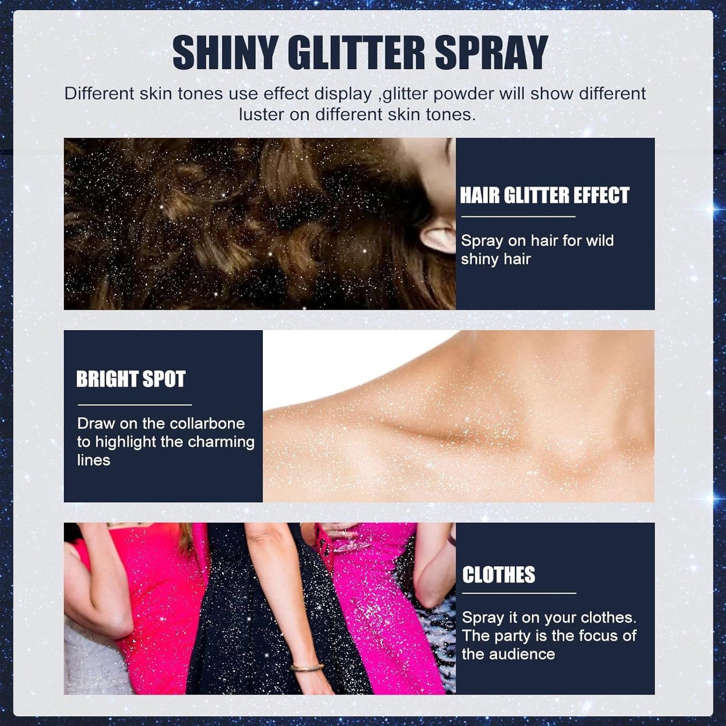 Professional Glitter Hair Spray, Glitter Spray For Body, Hair And Cloth 100ML, (Silver)