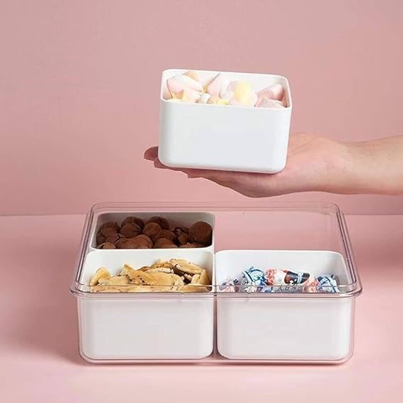 4-Grid Plastic Fridge Storage Box – Freezer Organizer Container for Vegetables & Kitchen Food Storage (Pack of 1)