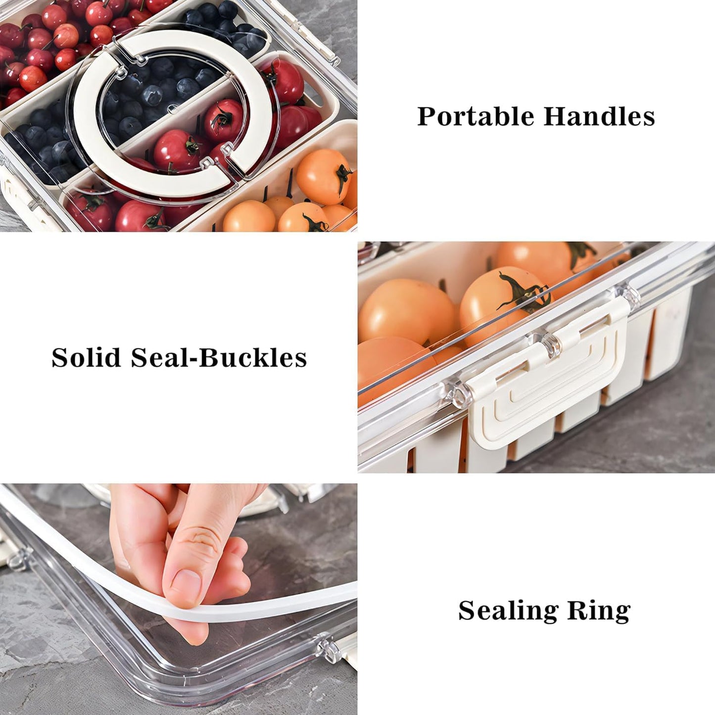 4-Grid Plastic Fridge Storage Box – Freezer Organizer Container for Vegetables & Kitchen Food Storage (Pack of 1)