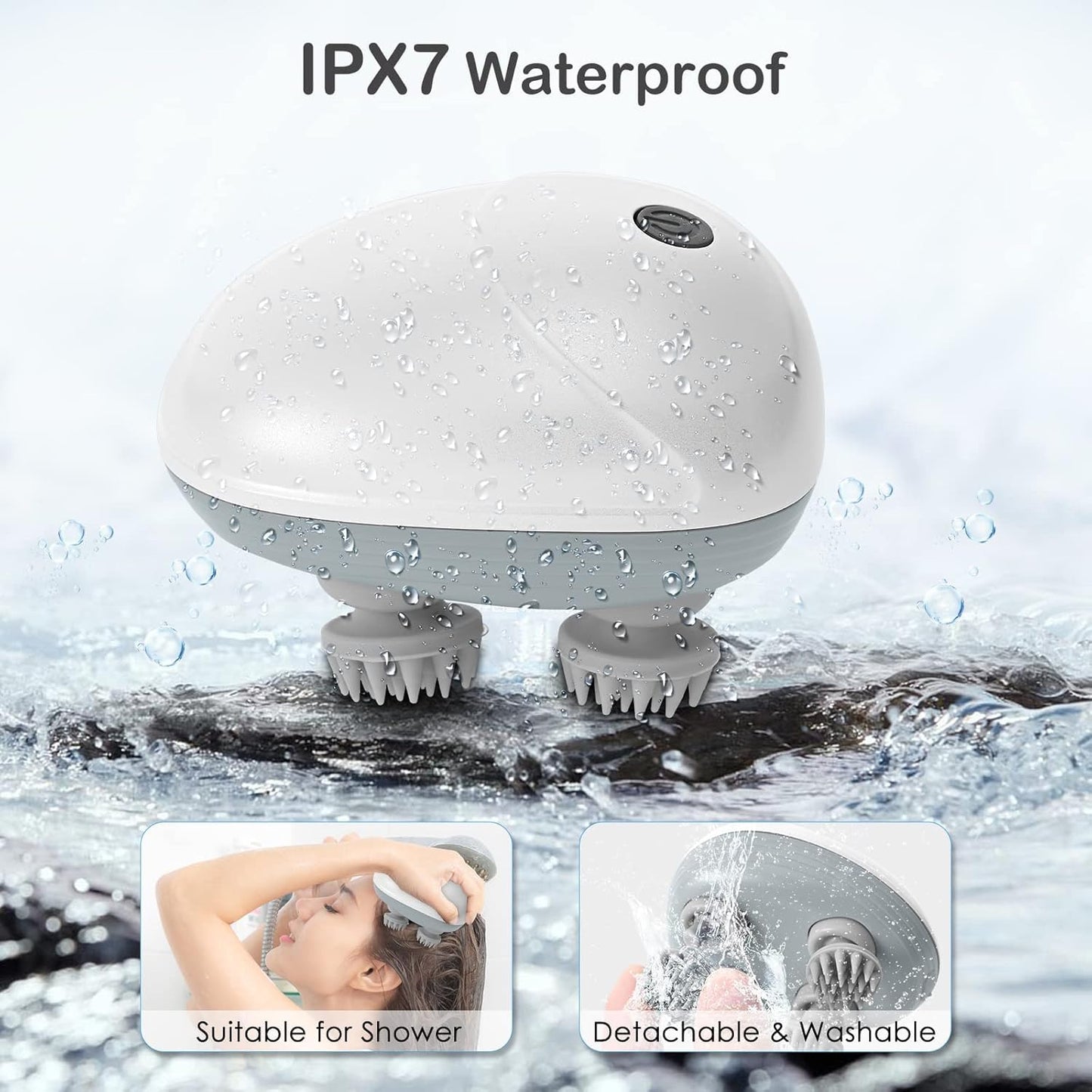 Rechargeable Electric Scalp & Head Massager – White