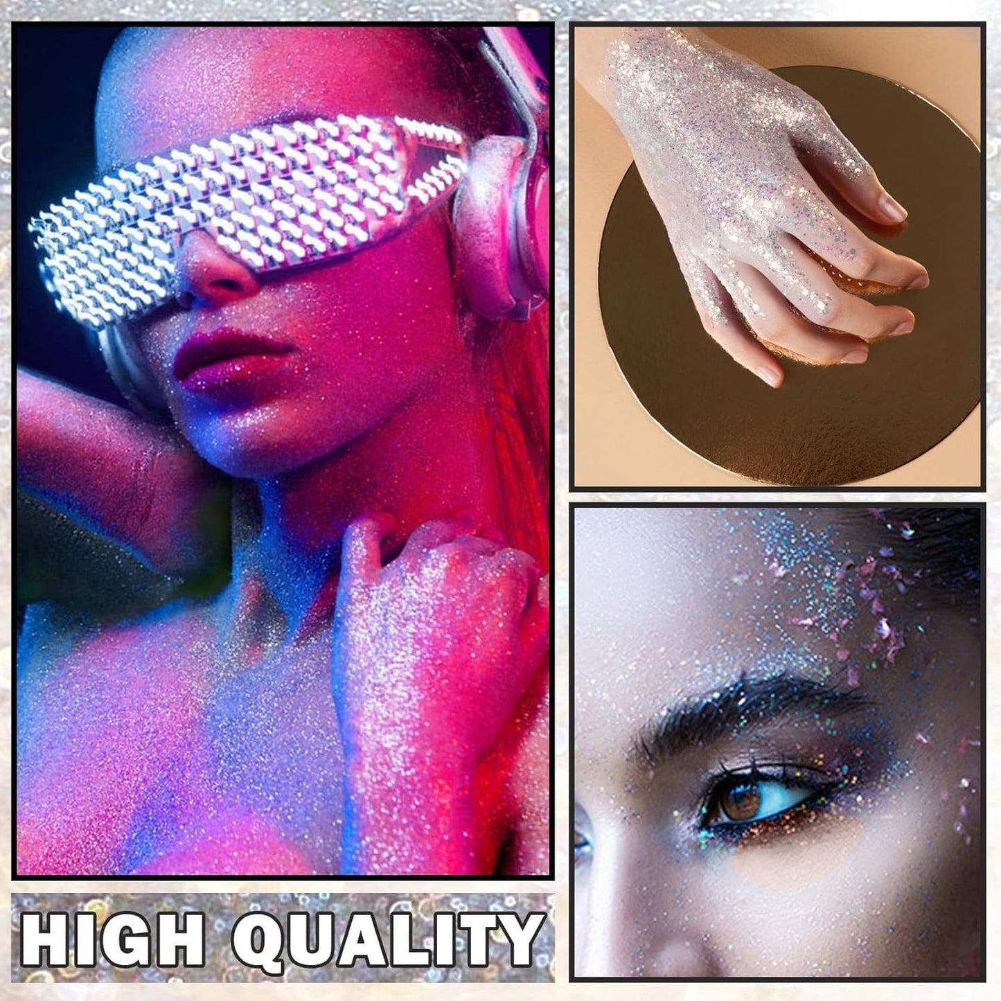 Professional Glitter Hair Spray, Glitter Spray For Body, Hair And Cloth 100ML, (Silver)