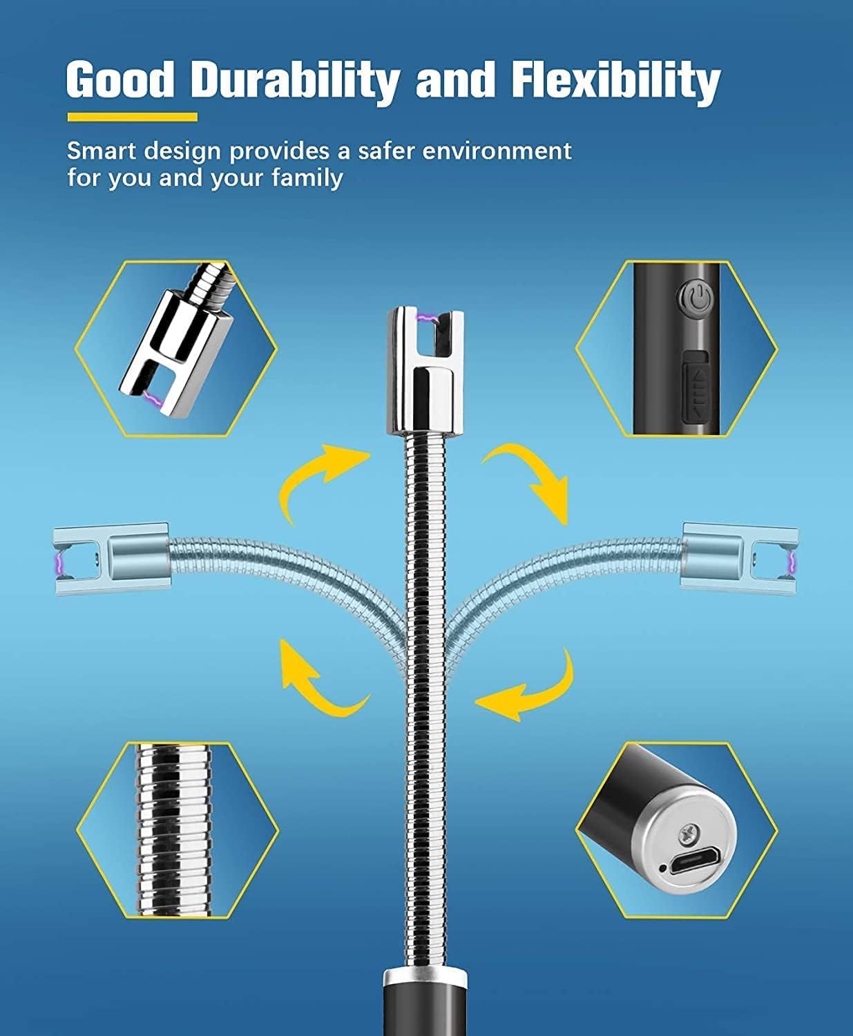 Rechargeable Electric Arc Lighter with Flexible Neck