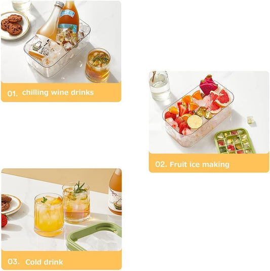 2 Layer Ice Cube Tray with Storage Bin