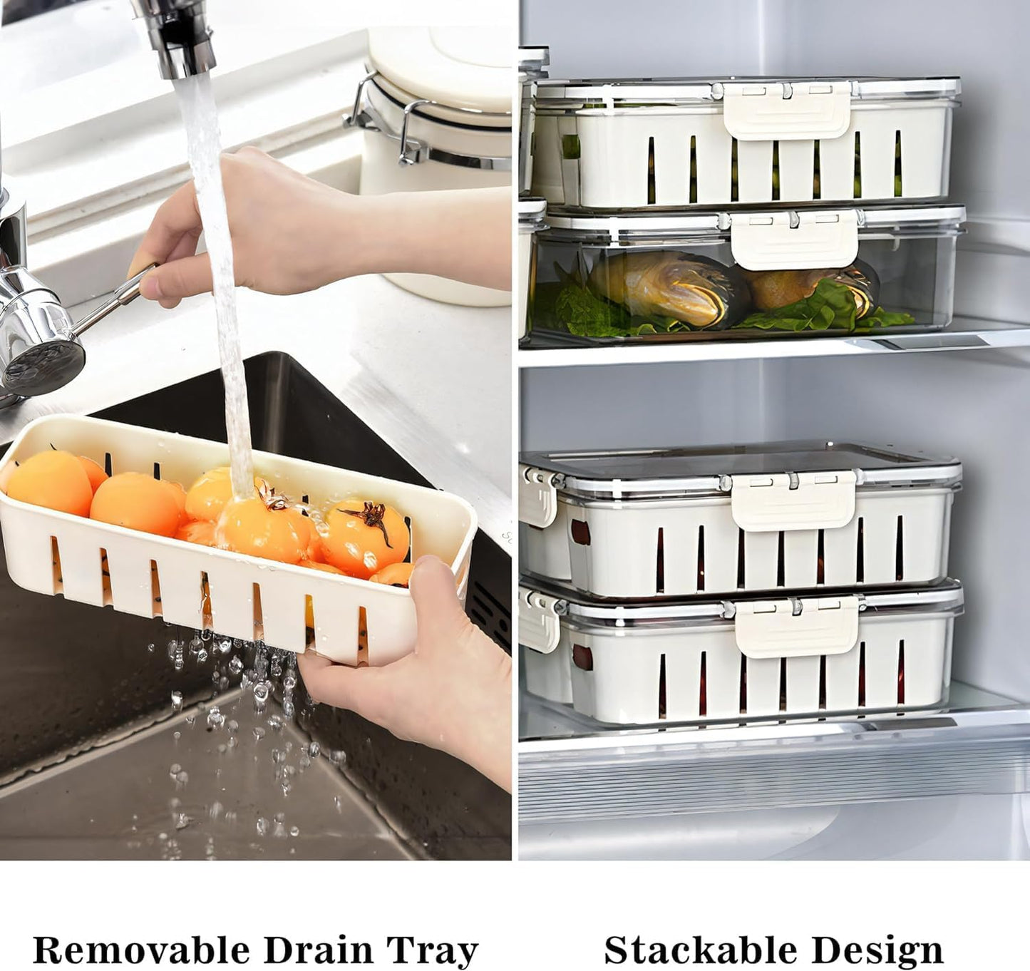 4-Grid Plastic Fridge Storage Box – Freezer Organizer Container for Vegetables & Kitchen Food Storage (Pack of 1)
