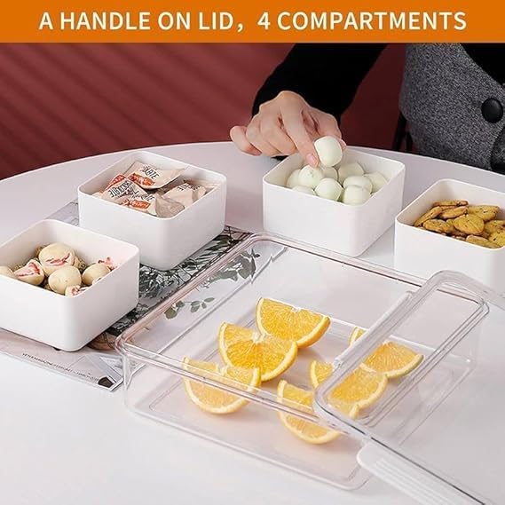 4-Grid Plastic Fridge Storage Box – Freezer Organizer Container for Vegetables & Kitchen Food Storage (Pack of 1)