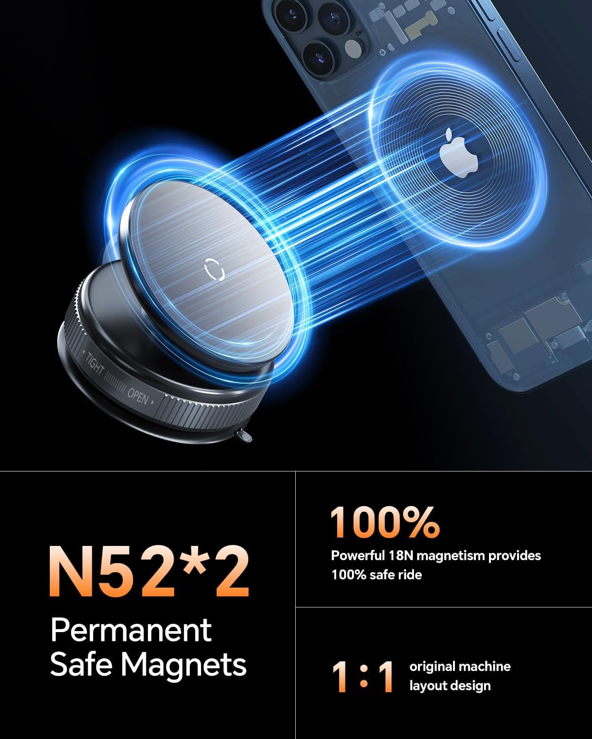 Magnetic 360° Phone Holder with Vacuum Suction