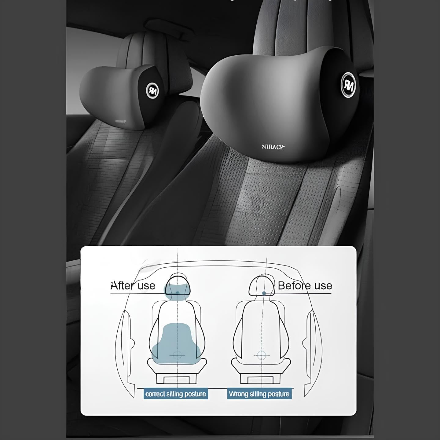 Memory Foam Car Neck Pillow – Adjustable & Breathable