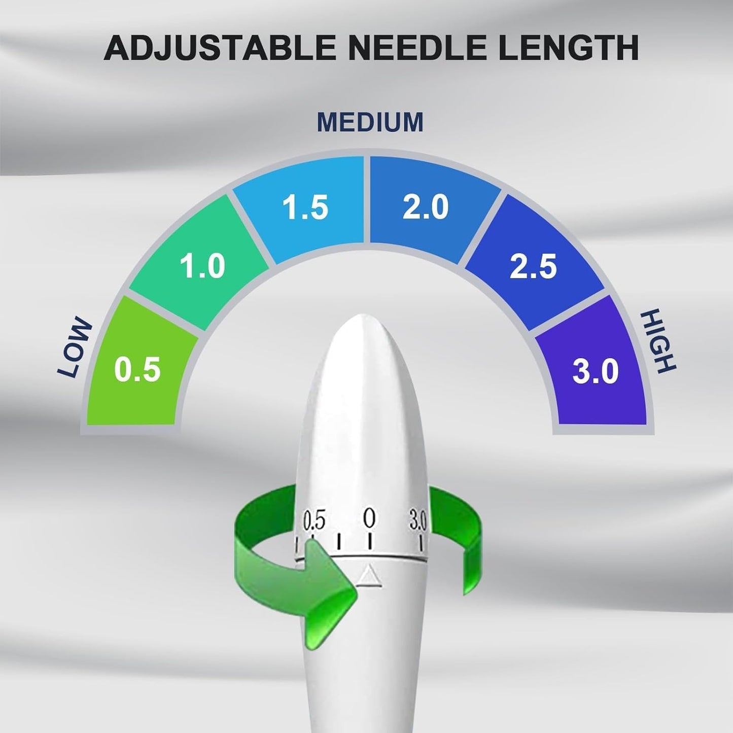 Derma Stamp Adjustable stamp 0.5mm - 3mm, 100 A Titanium micro needles