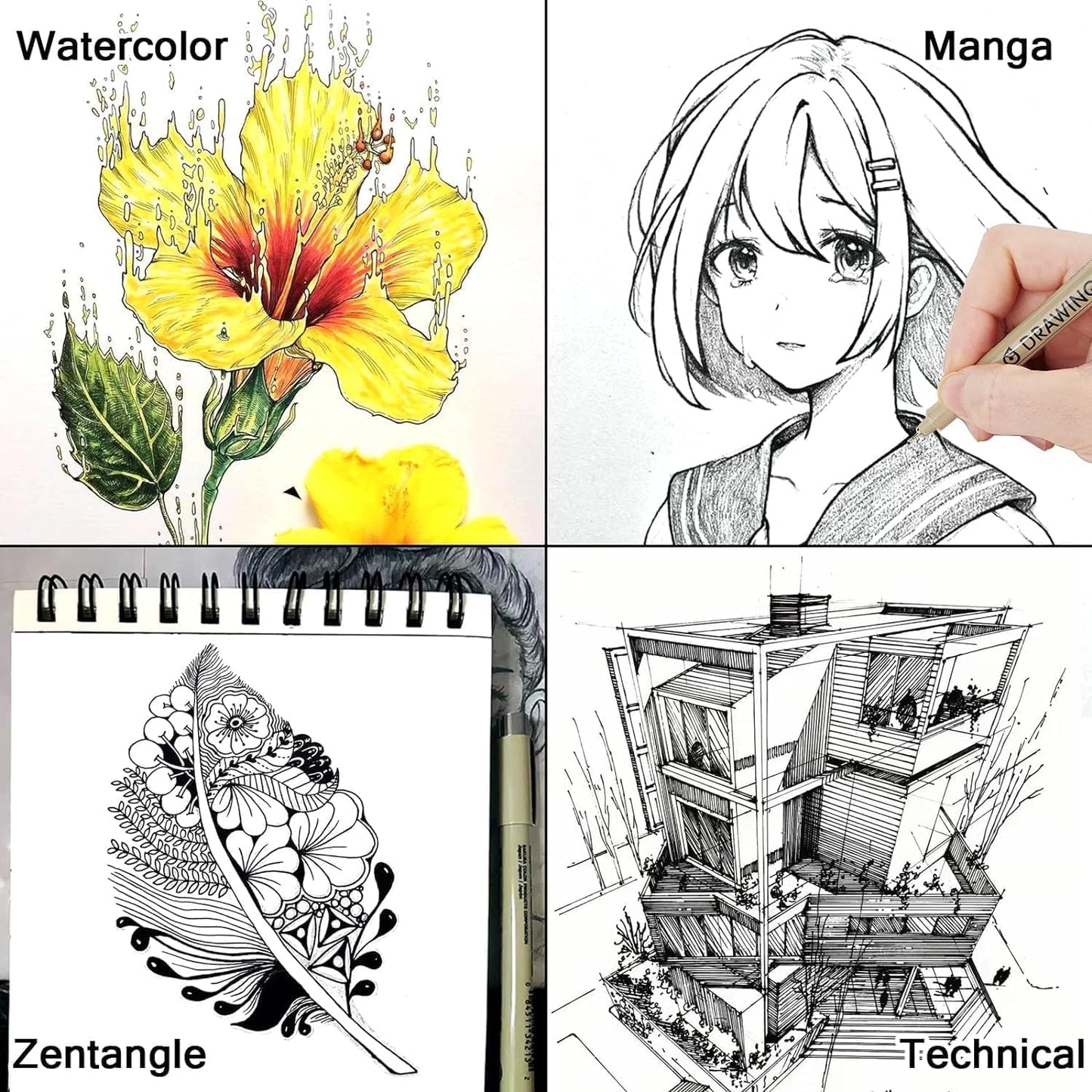 Fineliner Drawing Set – 12 Black Ink Art Pens