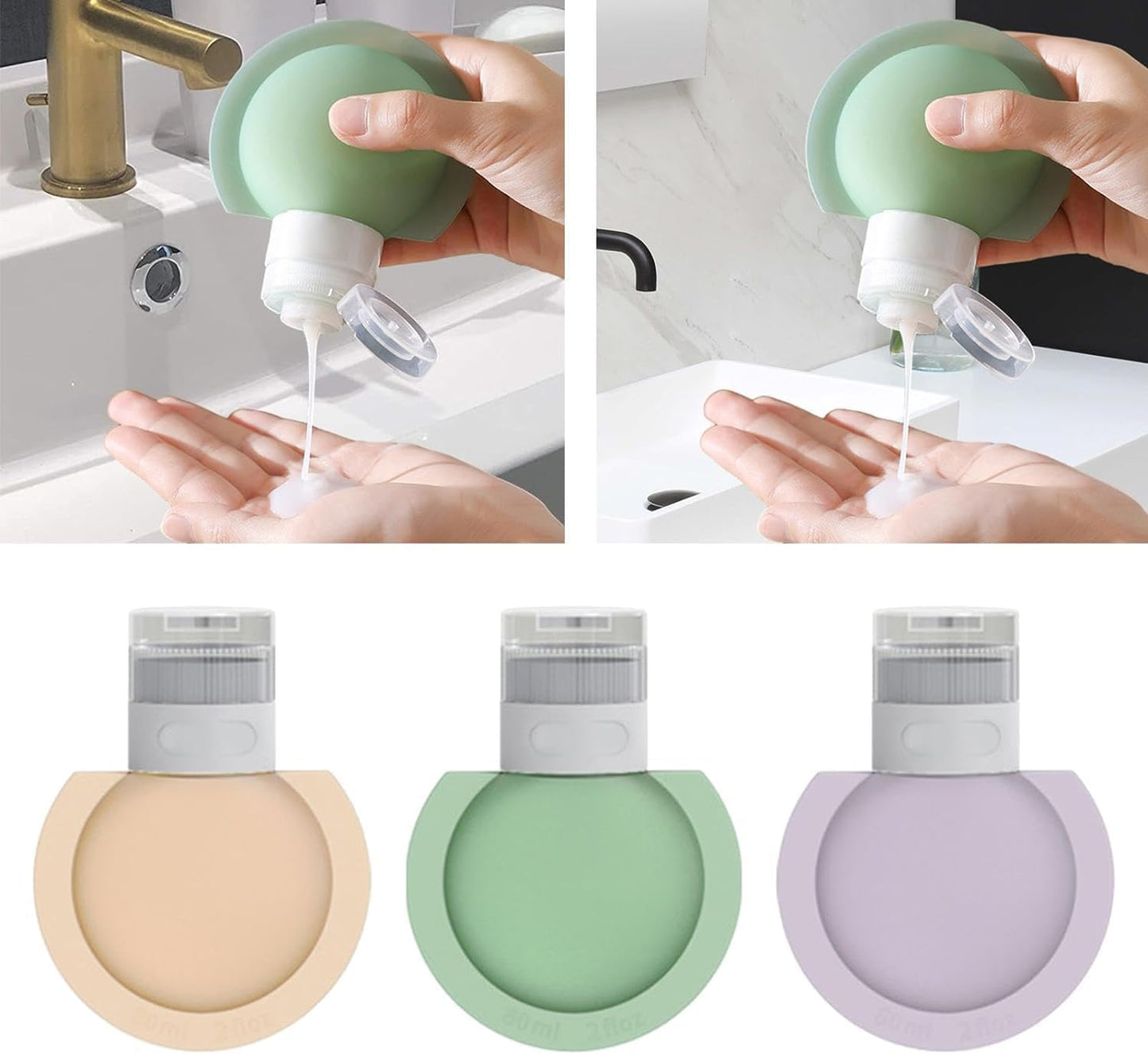 60ml Silicone Travel Bottles Set – Leakproof & TSA Approved