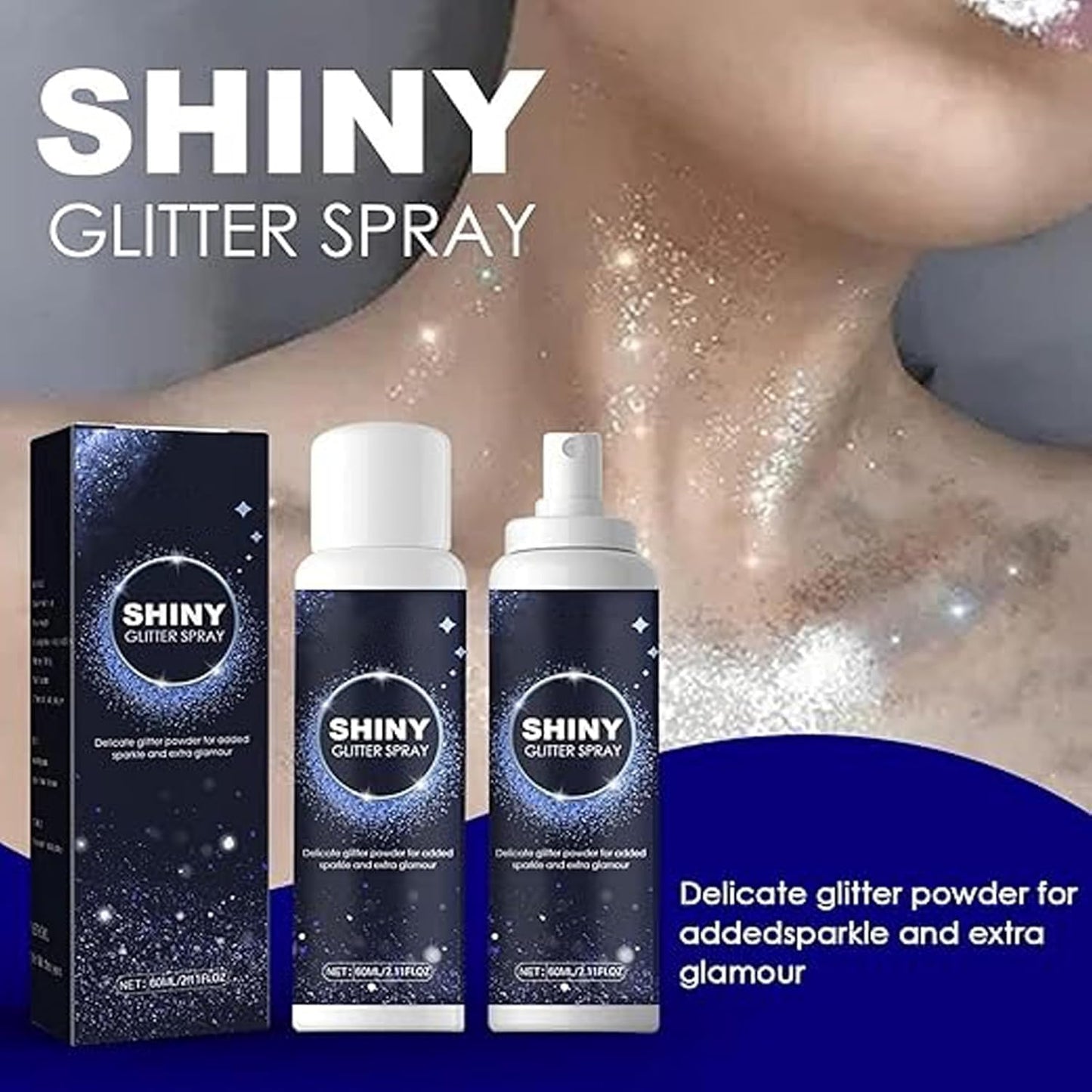 Professional Glitter Hair Spray, Glitter Spray For Body, Hair And Cloth 100ML, (Silver)