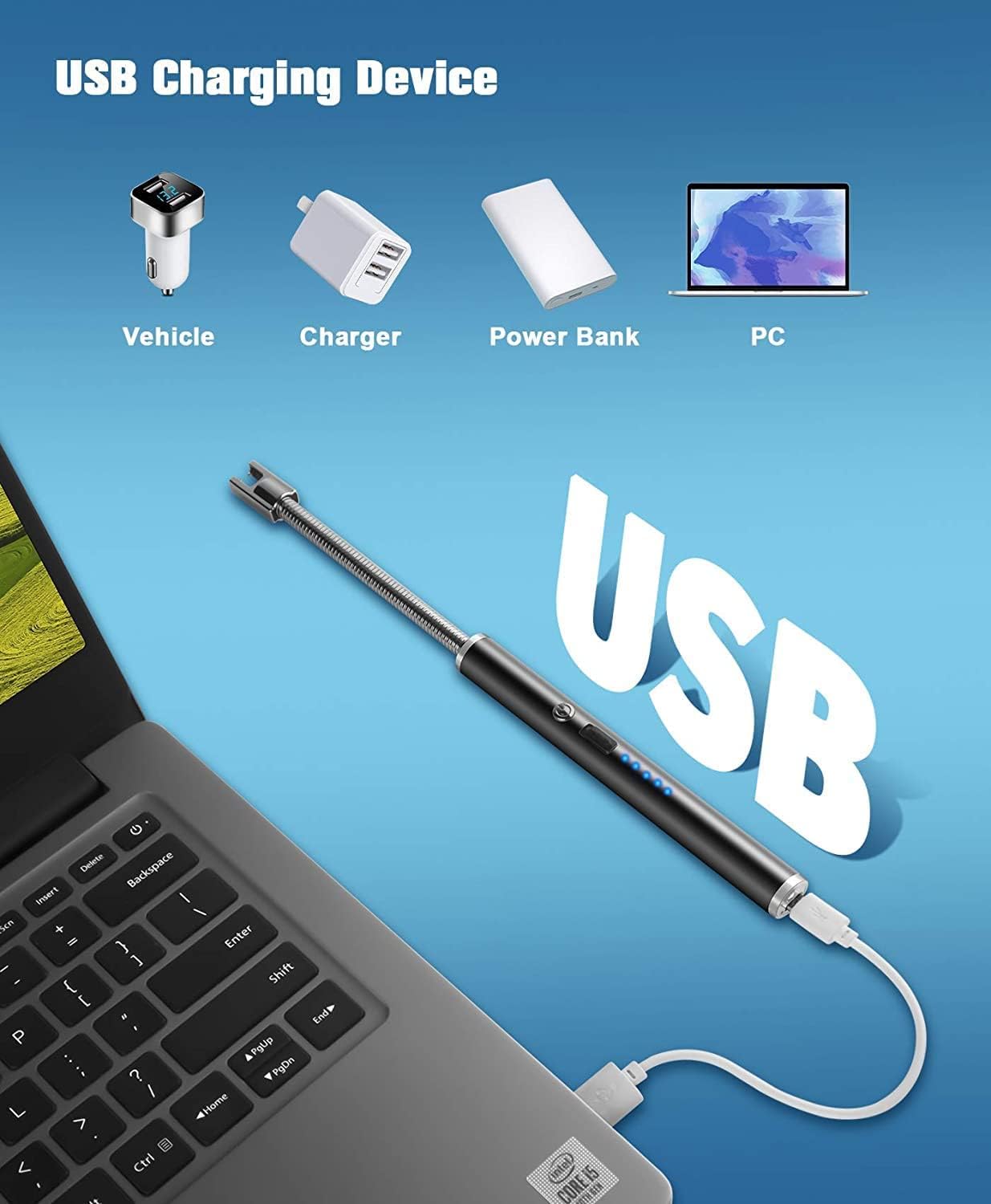 Rechargeable Electric Arc Lighter with Flexible Neck