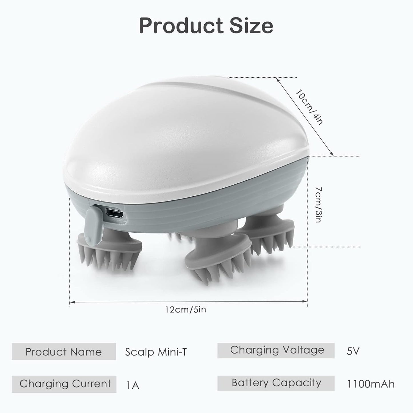 Rechargeable Electric Scalp & Head Massager – White
