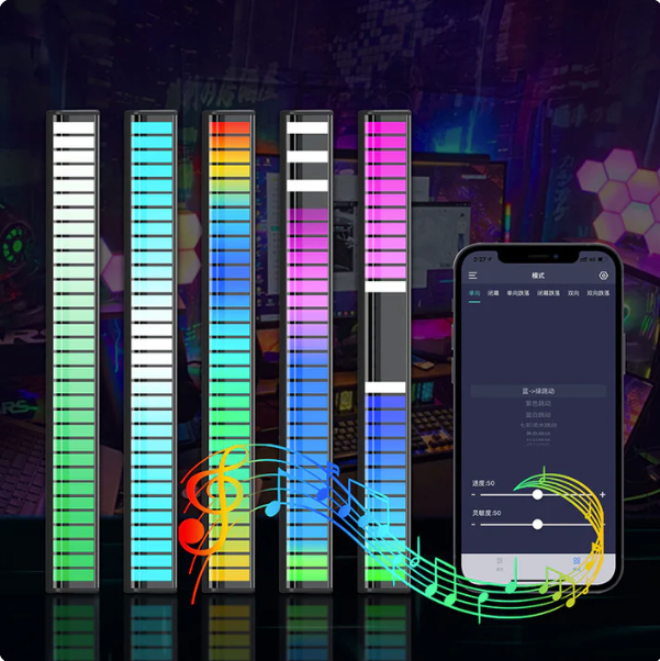 32-Bit RGB Sound Activated LED Light Bar for Room