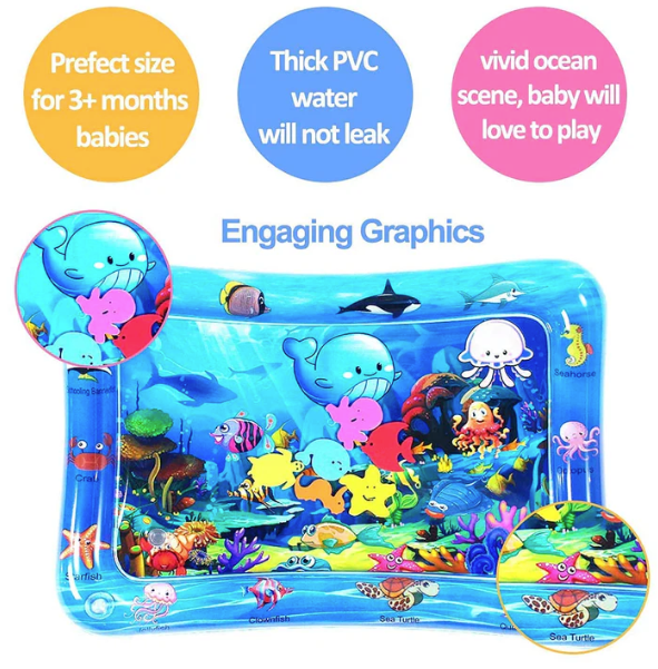Tummy Time Water Play Mat – Sensory Play for Babies